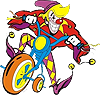 Clown at bicycle